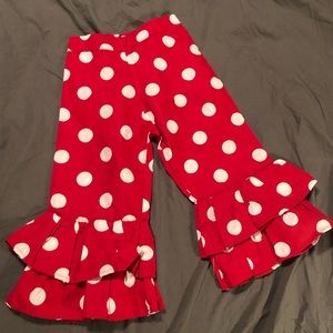 OMG Red  Ruffle Pants with Polka Dots T2-T3